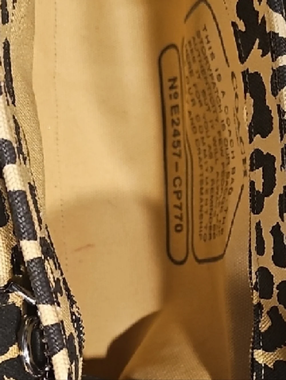 Coach Leopard-Print Canvas Tote in Black and Tan - Picture 5 of 11